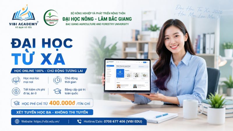 Chương trình tuyển sinh đại học từ xa 2026 trực tuyến tại VIBIEDU